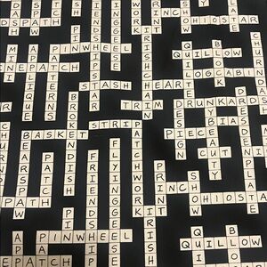 Timeless Treasures Black Scrabble  Game Quilt Words Fabric 44"x1.5 yd Gail-C5737